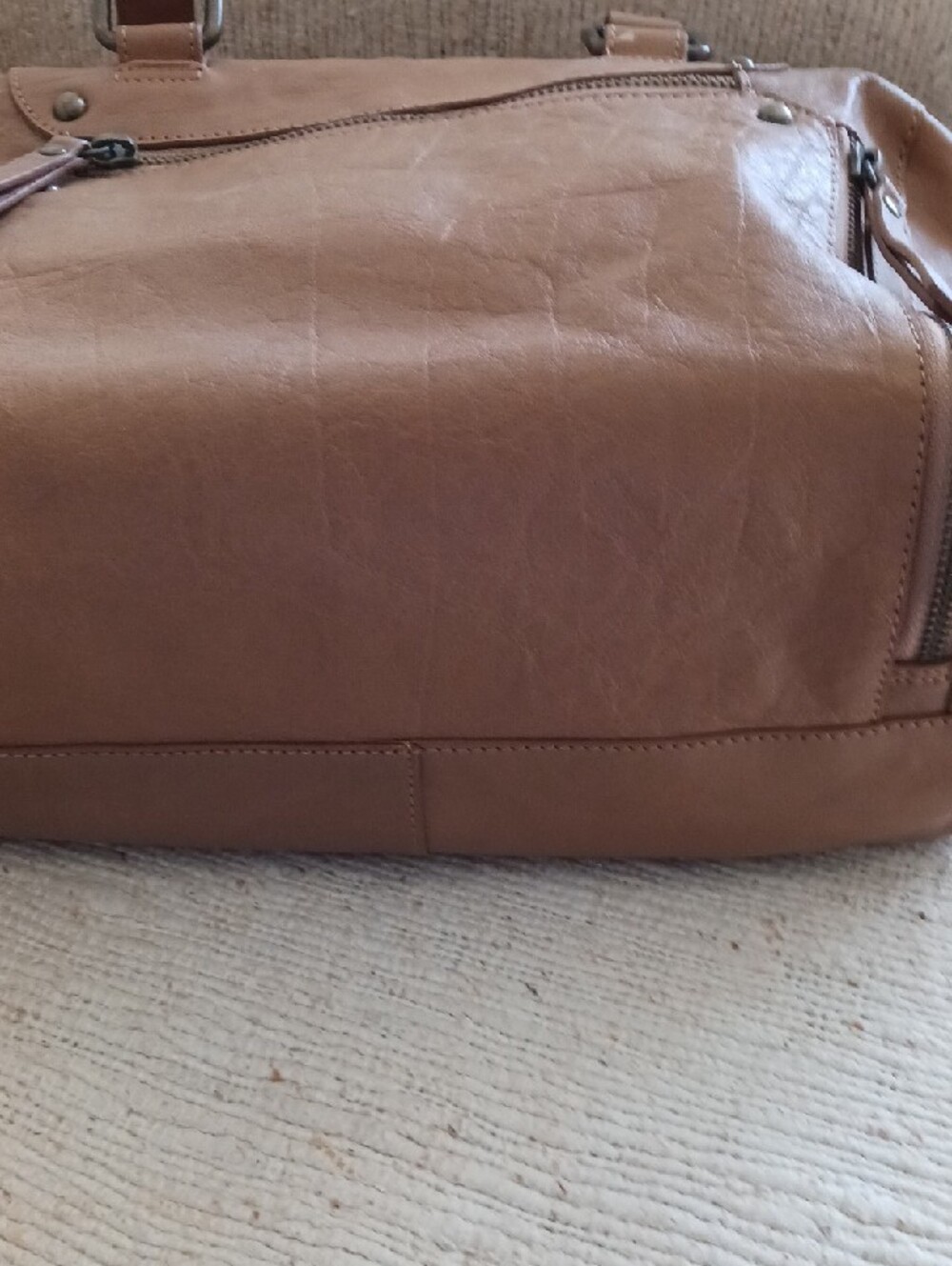 Lucky Brand Cognac Leather Patchwork Tote - Picture 6 of 6